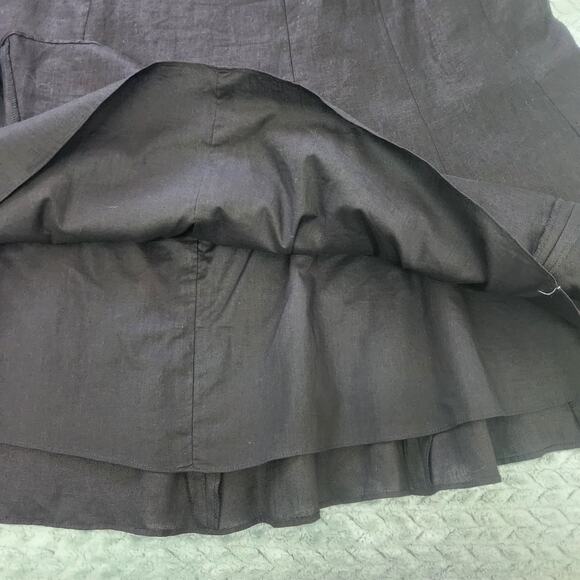 Lauren Ralph Lauren Black 100% Linen Midi Flared A Line Skirt 14W - Picture 8 of 11